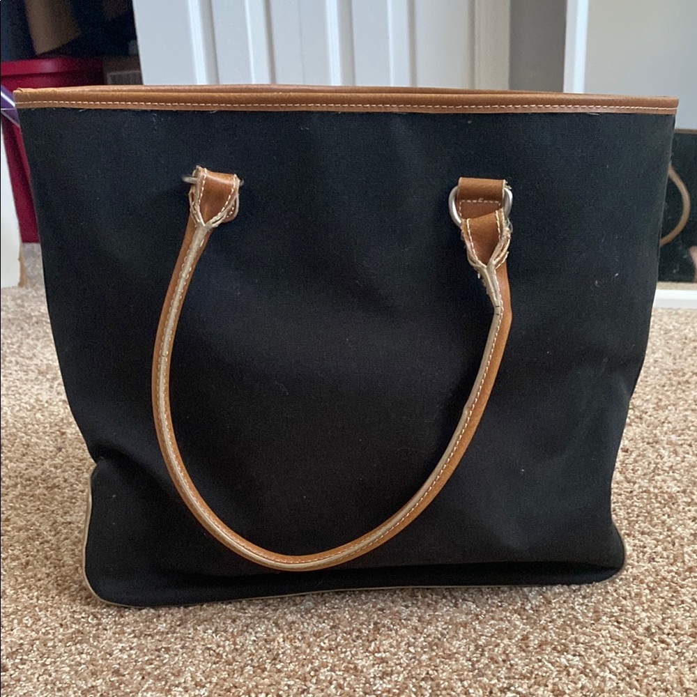 GAP Black and Brown Tote Bag with Leather Handles